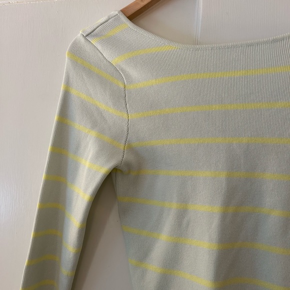 ZARA light blue and green Stripped Low Back Crop Top - Picture 3 of 8